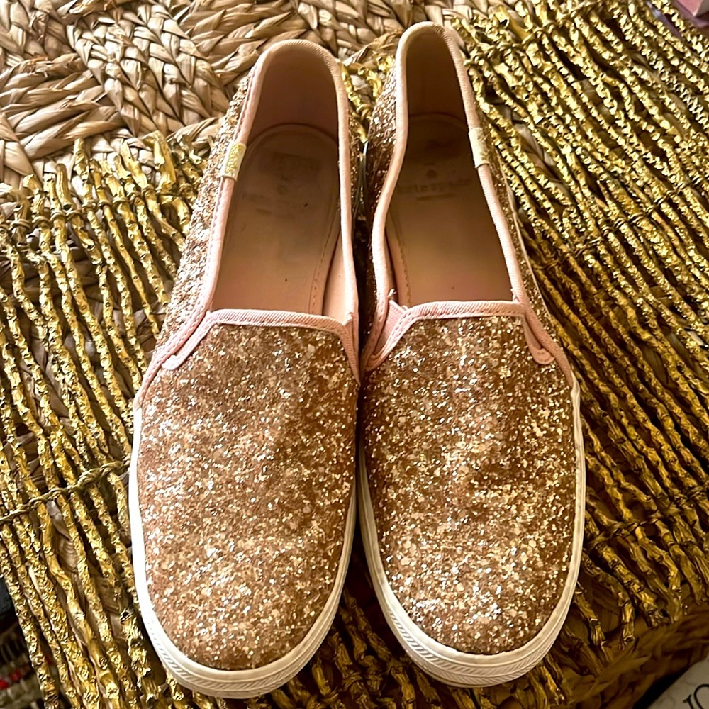Kate Spade Keds Double Decker slip on Golden Sparkle Sneaker